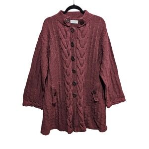 Roberta Frost Vintage Hand-knit  Pocketed Grandpa Cardigan Sweater‎ Oversized